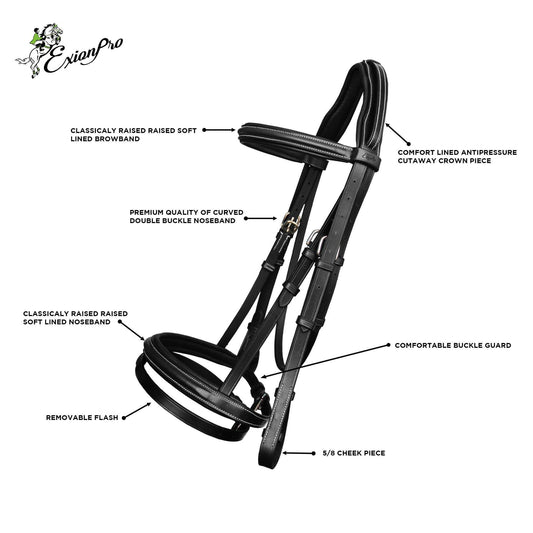 Replacement Noseband of ExionPro Pressure Relief Crown Raised Padded Jumping Bridle