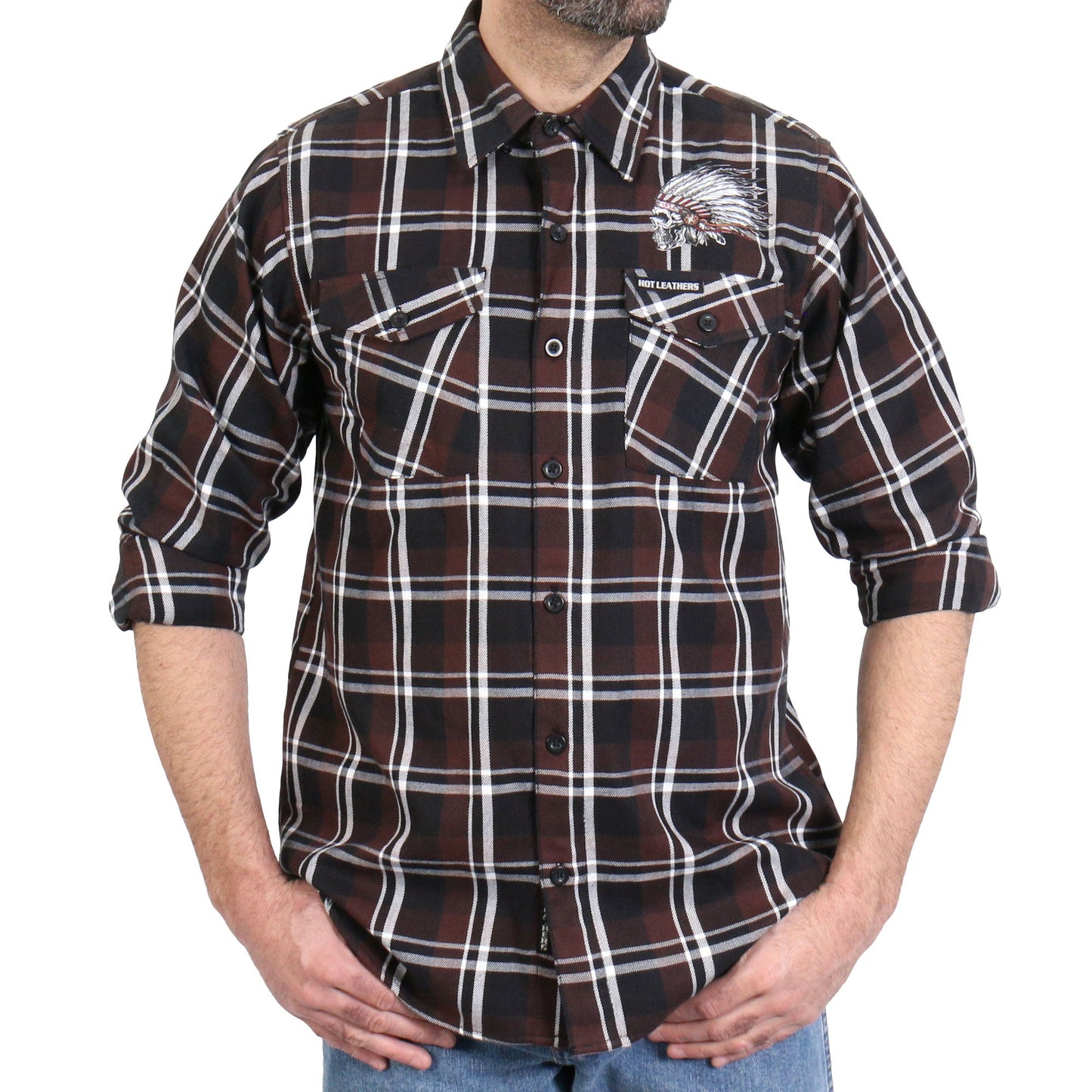 Hot Leathers FLM2109 Men's 'Headdress' Flannel Long Sleeve Shirt