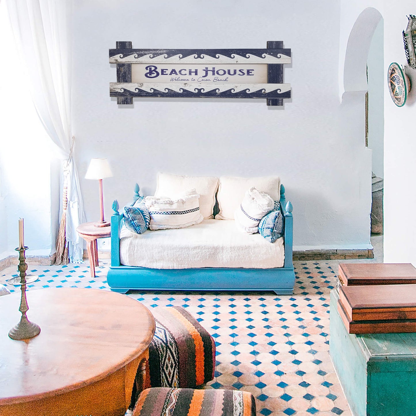Beach House Sign - Framed Wall Decor