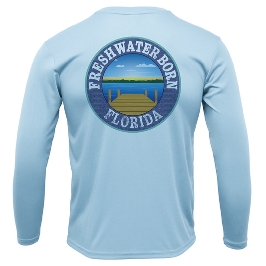 Orange and Blue Freshwater Born Men's Long Sleeve UPF 50+ Dry-Fit Shirt