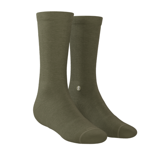 The Fields Of Green | Oil Green Heel Hammock™ Crew Socks