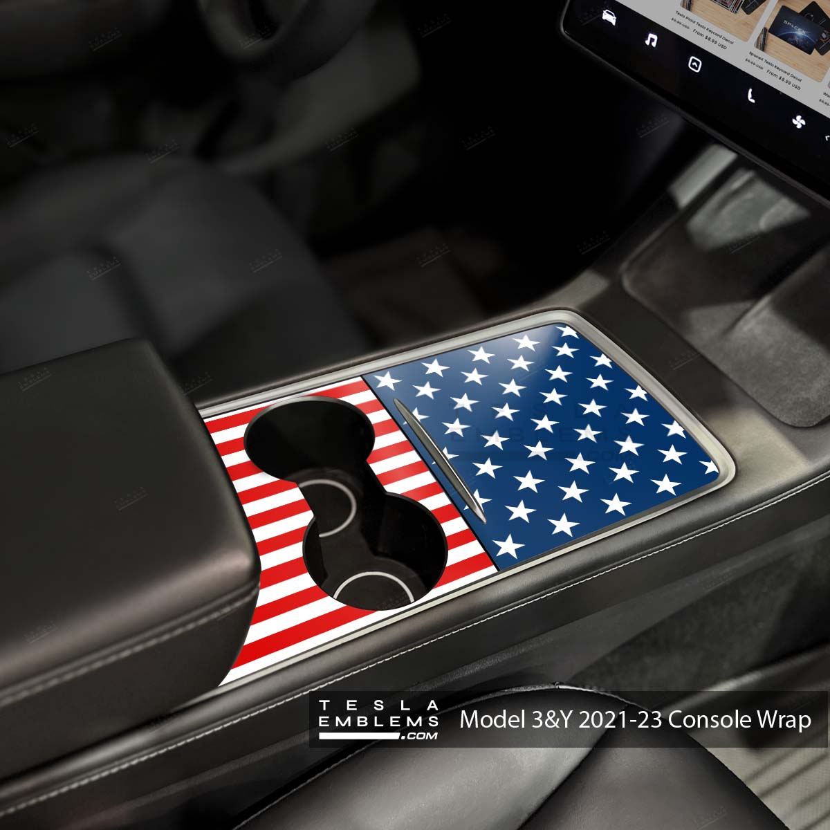 American Flag | Tesla Center Console Wrap Kit | Model Y '21-25