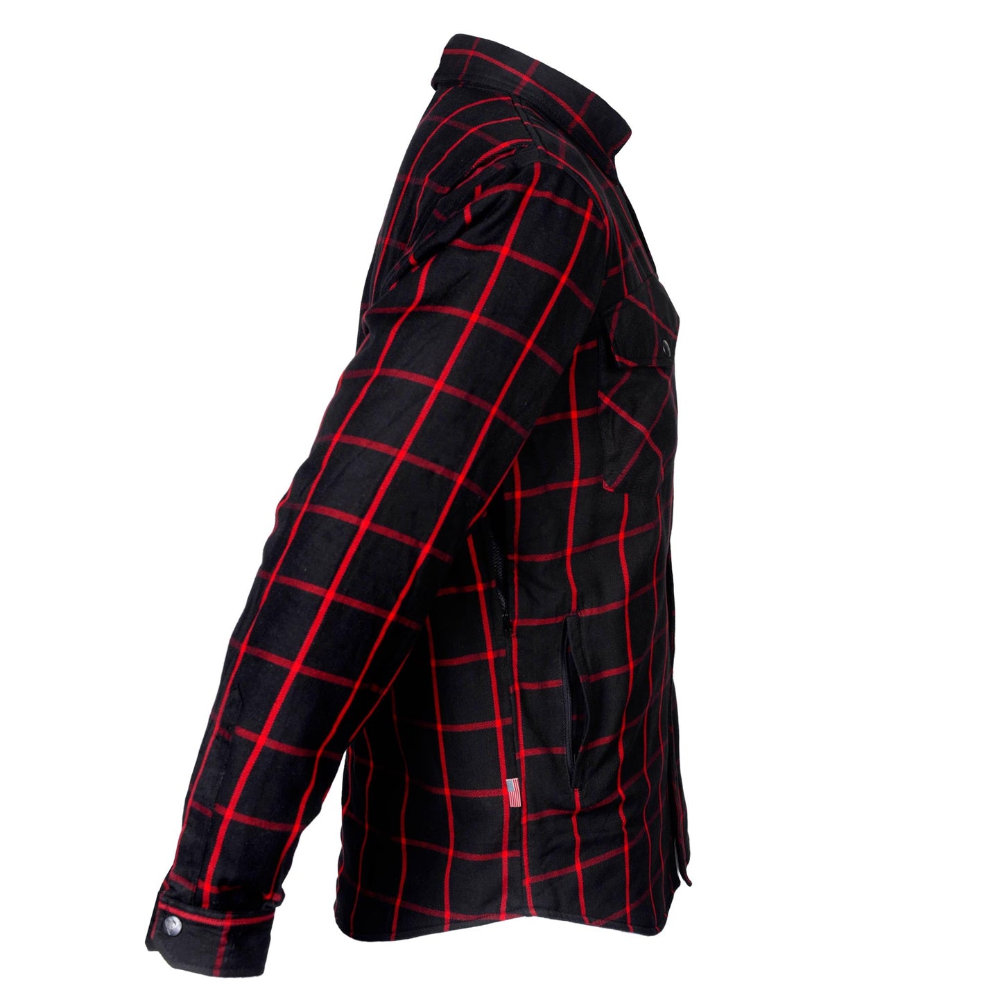 Protective Flannel Shirt - Black and Red Stripes with Pads