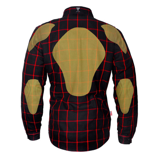 Protective Flannel Shirt - Black and Red Stripes with Pads