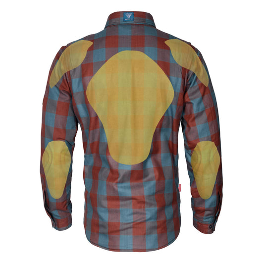 Protective Flannel Shirt - Light Brown and Teal Checkered with Pads