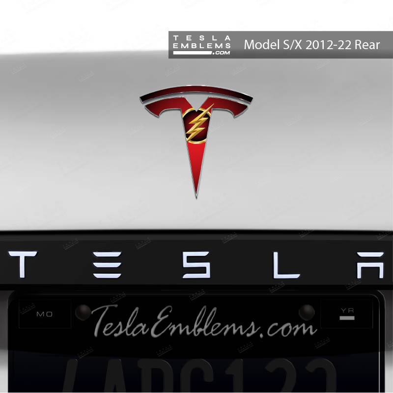 Flash Tesla Emblem Decals (Front + Back) | Model X