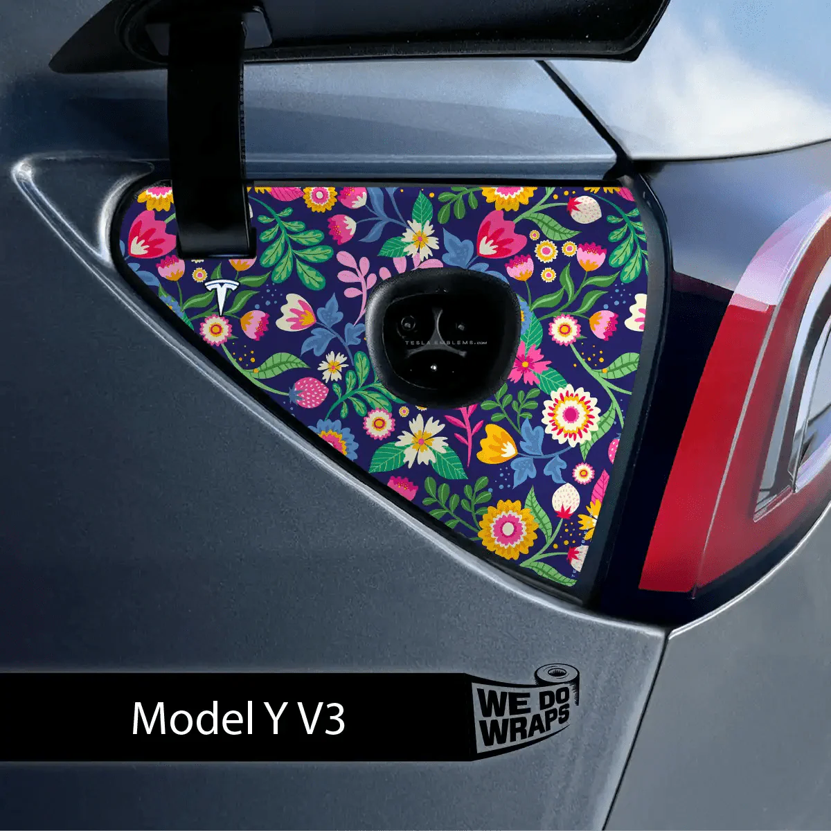 Floral Meadows Tesla Charge Port Wrap | Model Y