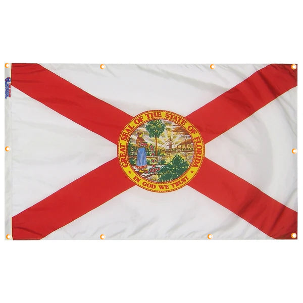 Florida Flag with Grommets Along the Edges for Wall Hanging