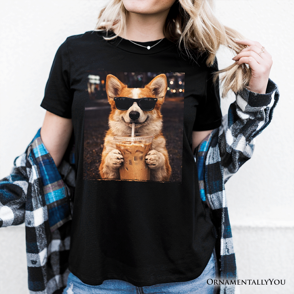 Corgi Shepherd Iced Coffee T-Shirt, Funny Dog Parents Tee