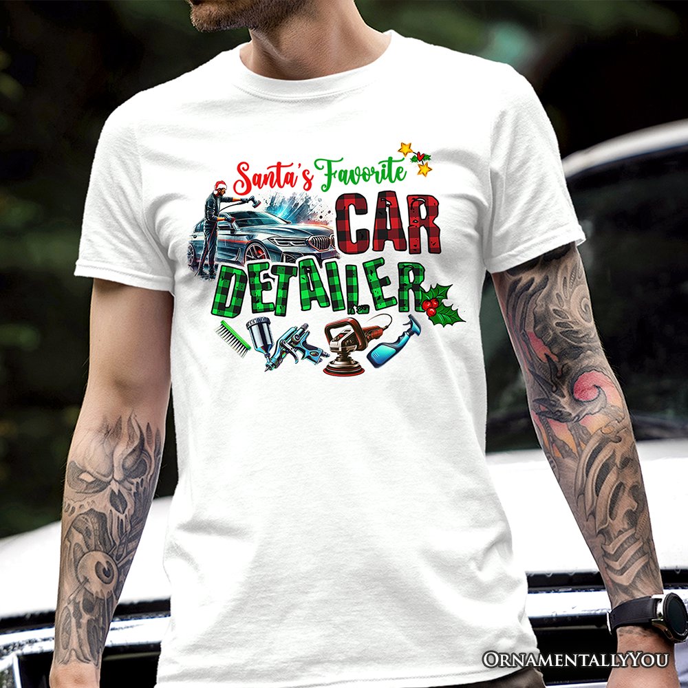 Santa’s Favorite Car Detailer T-Shirt, Christmas Auto Detailing Tee