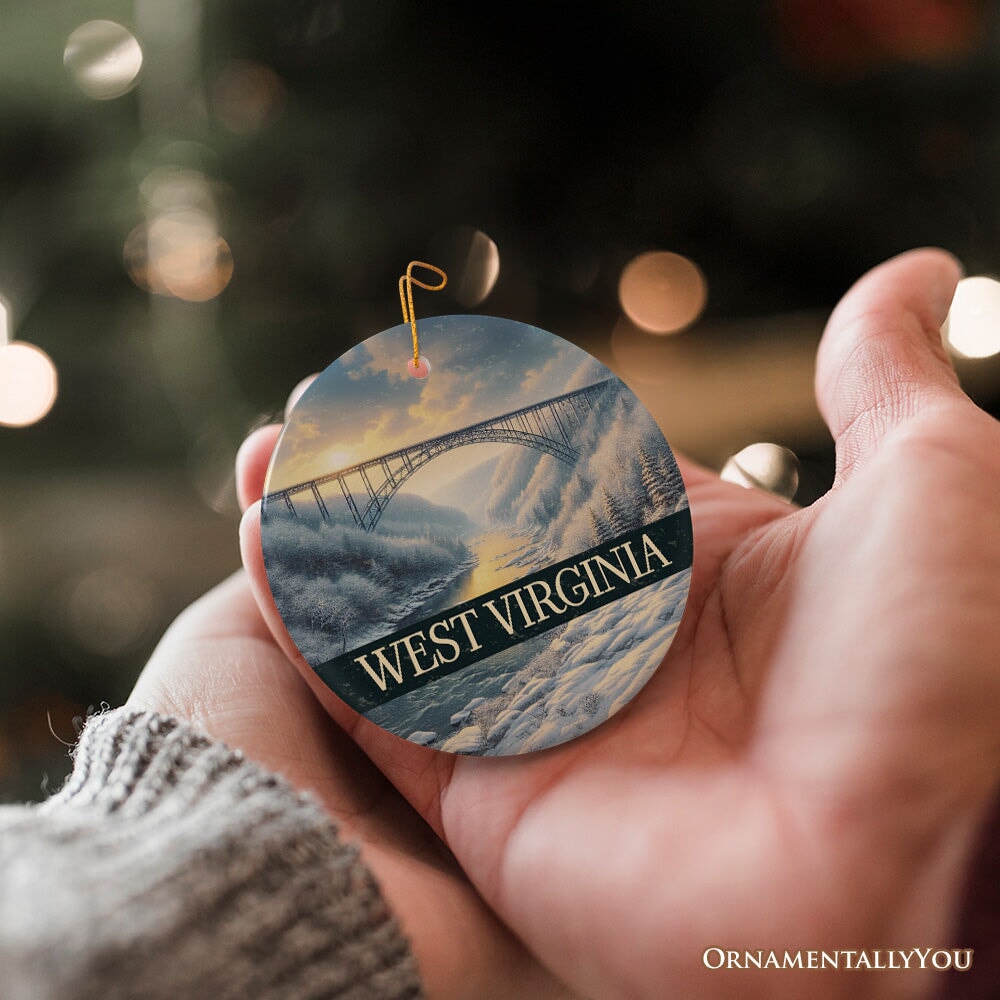 Scenic West Virginia New River Gorge Bridge Christmas Ornament, Landscape Appalachian State Gift and Souvenir