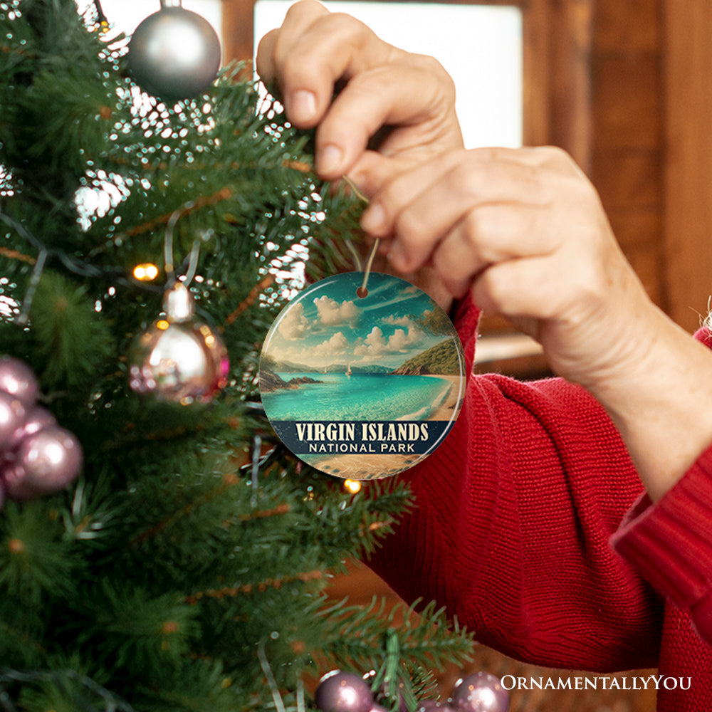 Tropical Virgin Islands National Park Ornament, Caribbean Coastal Paradise Christmas Gift and Ocean Escape Keepsake