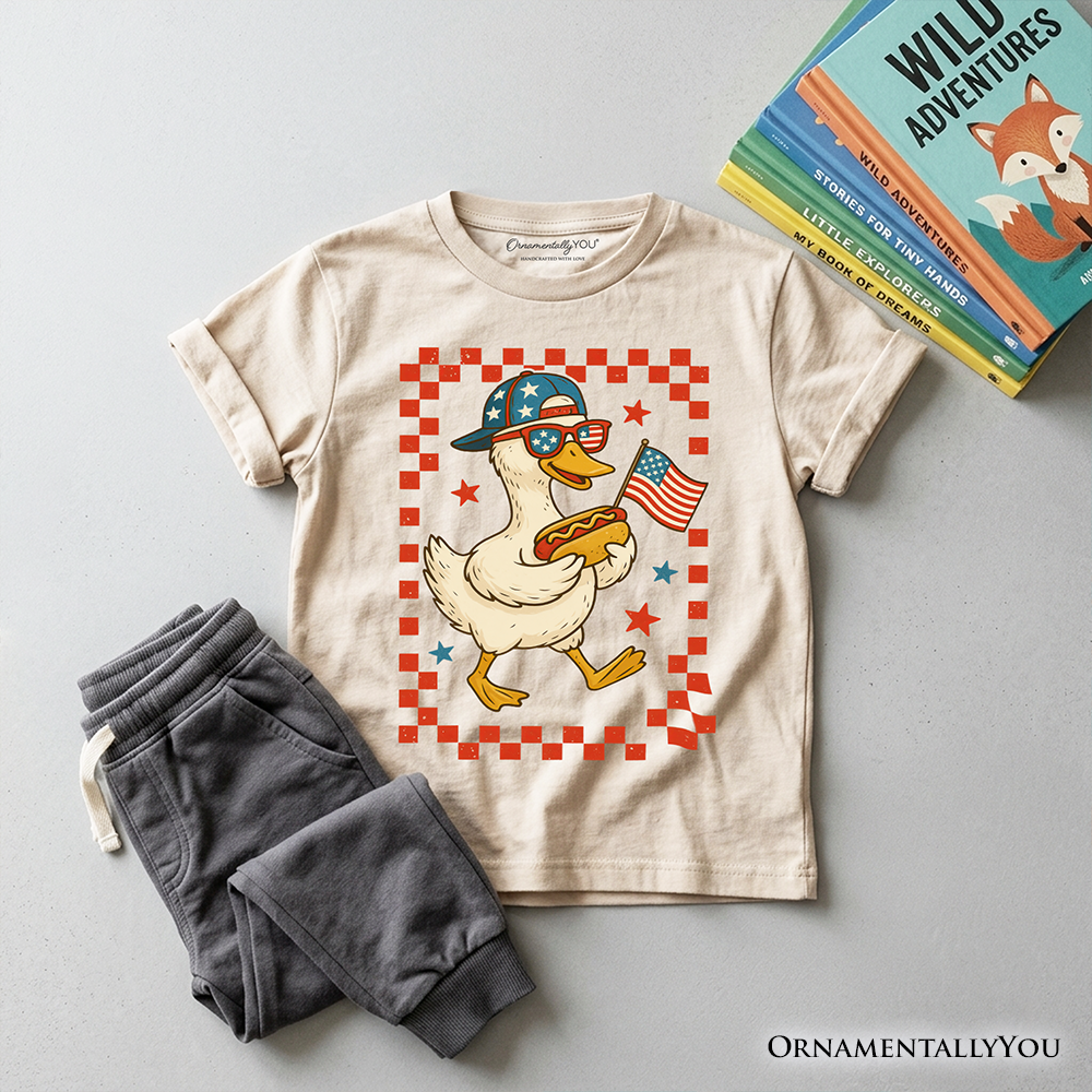 Kids 4th of July Patriotic Duck T-Shirt, Funny Youth Independence Day Tee