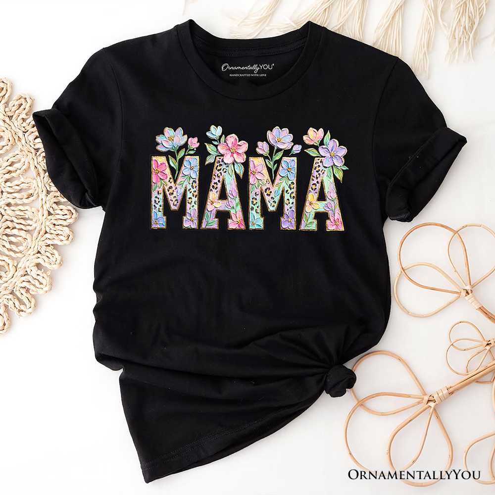 Wildflower Mama Floral Printed Faux Oil Paint T-Shirt, Mother's Day Tee
