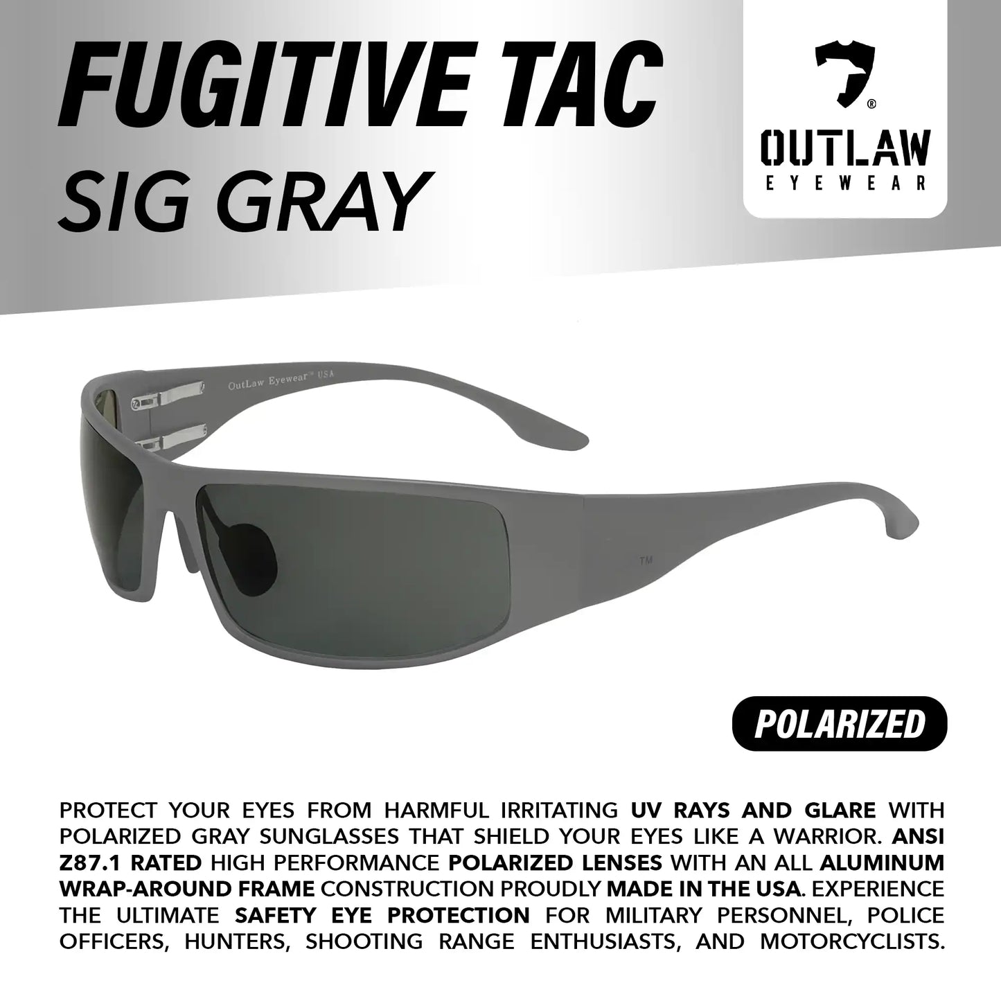 Fugitive TAC Sig Gray / Polarized Lenses - ANSI Z87.1-2015