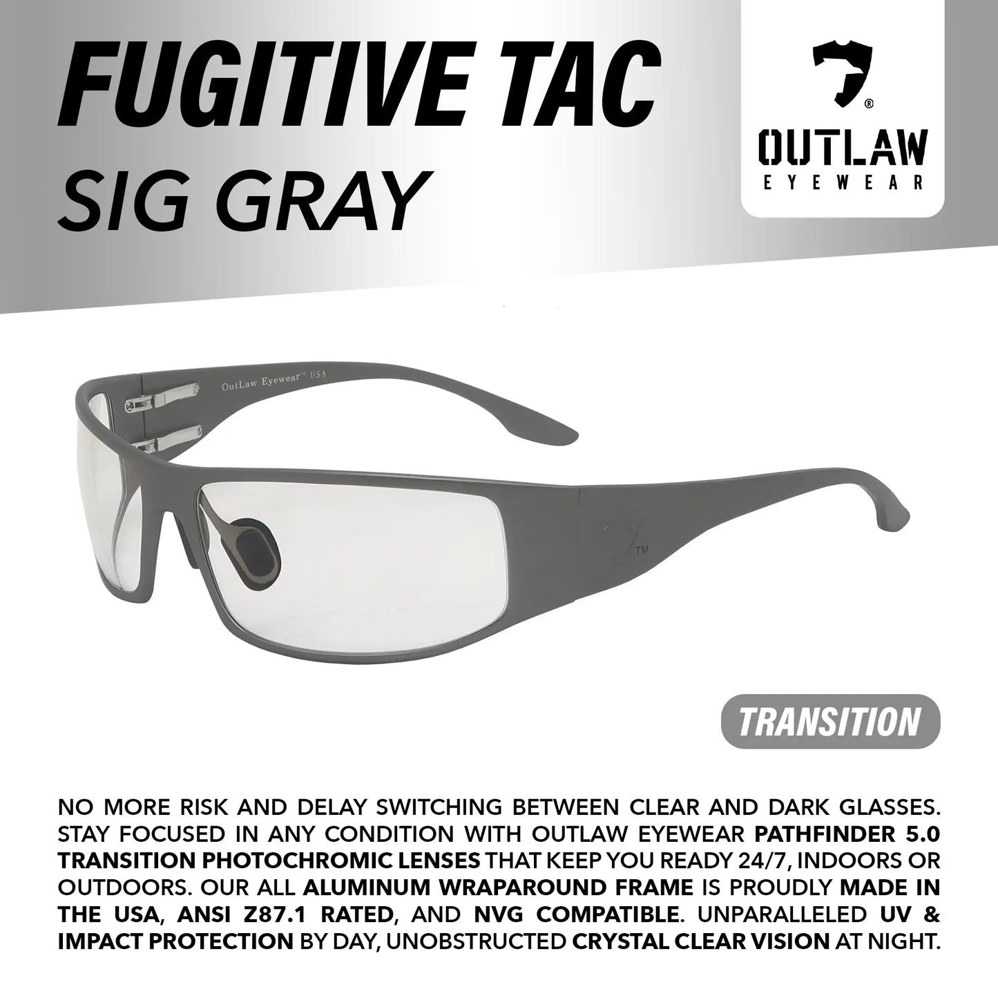 Fugitive TAC Sig Gray / Pathfinder 5.1 Transition - ANSI Z87.1-2015
