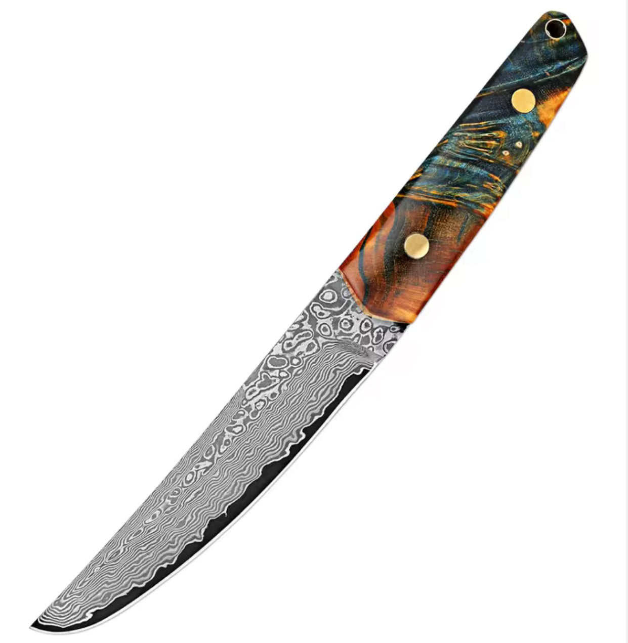Harbinger Damascus Knife with Stained Maple Burl