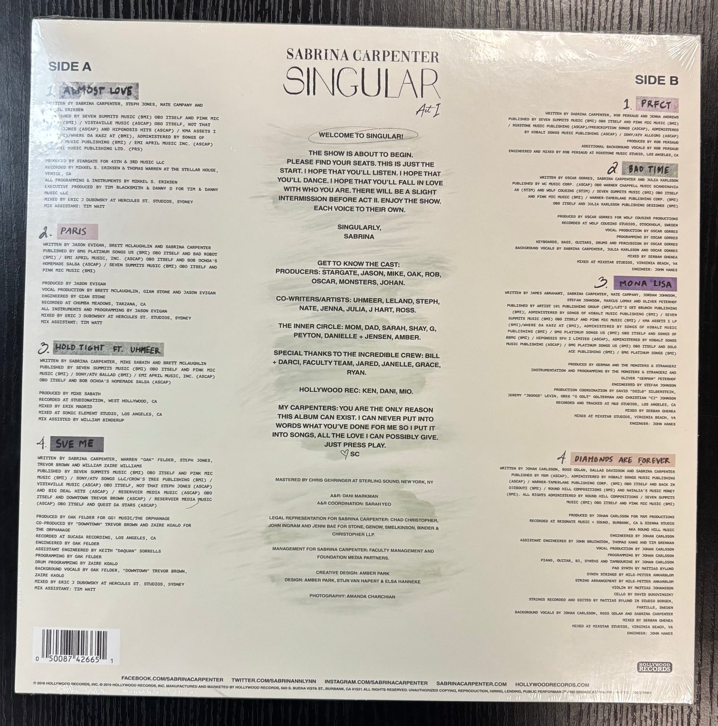 SABRINA CARPENTER – SINGULAR ACT I VINYL LP