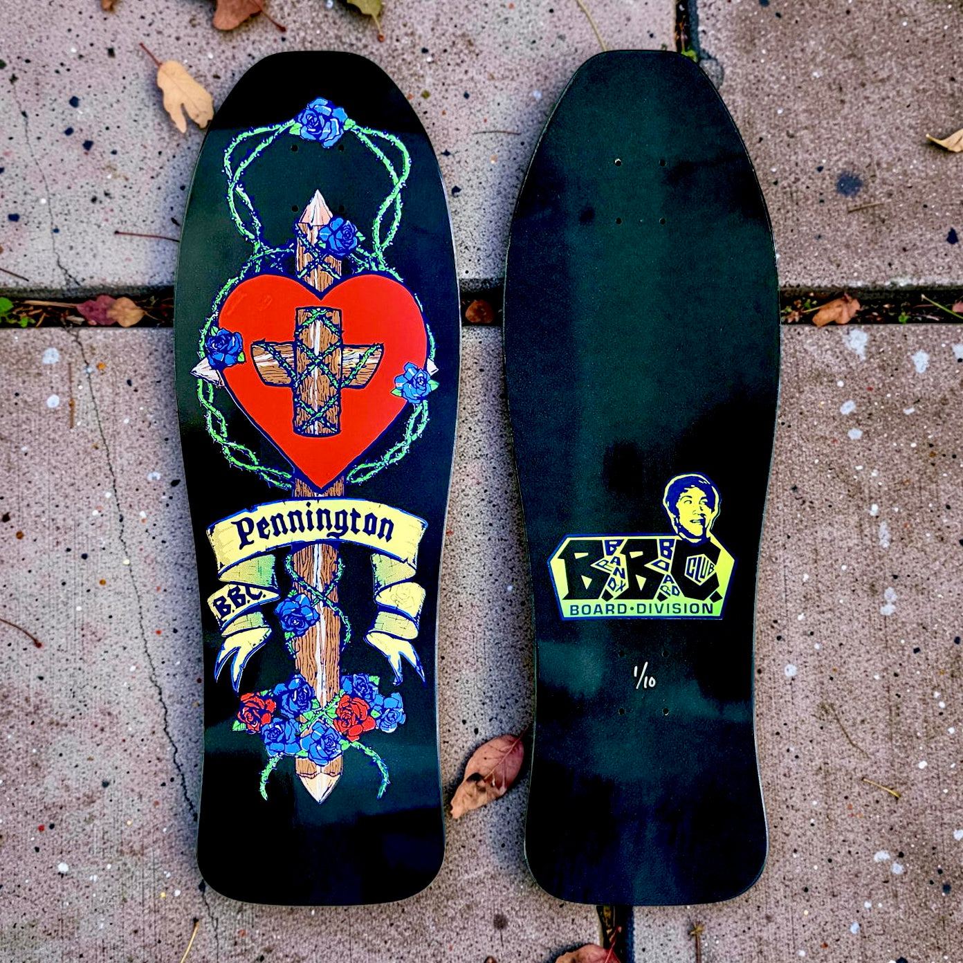 Bryan Pennington BBC GLOW-IN-DARK Crucifix HAND-PAINTED, LIMITED-EDITION Deck 10.3" x30.5" (1 of 10)