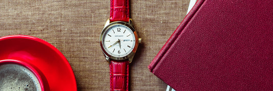 Crimson Red Alligator Grain Leather Watch Band