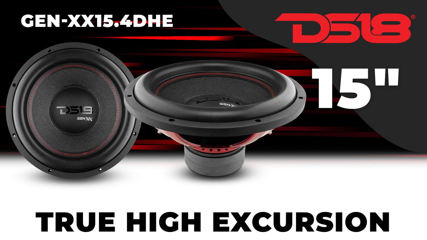 GEN-XX 15" High Excursion Subwoofer Double Stacked Magnets 600 Watts Rms DVC 4-Ohm