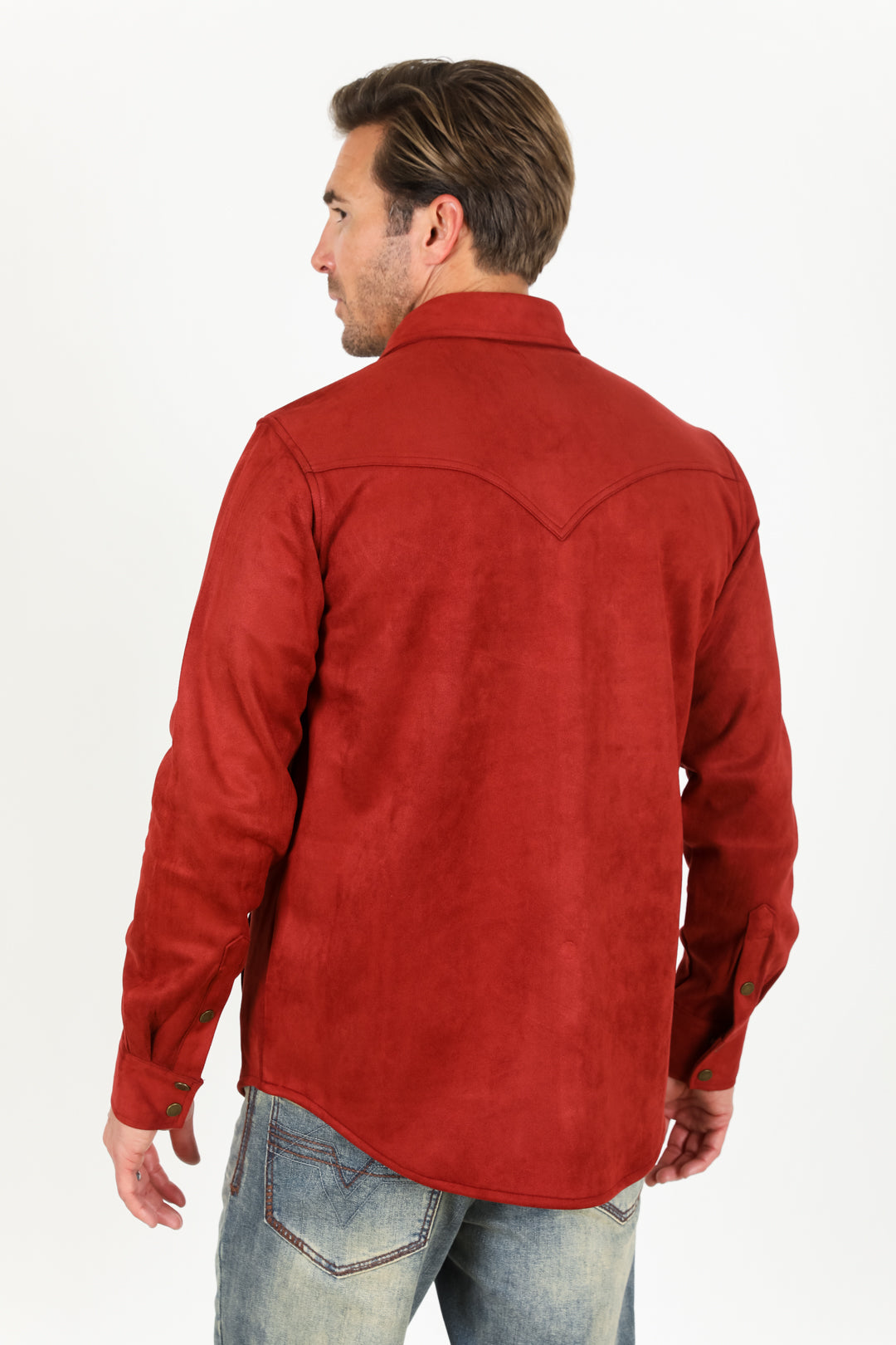 Men's Red Faux Suede Overshirt