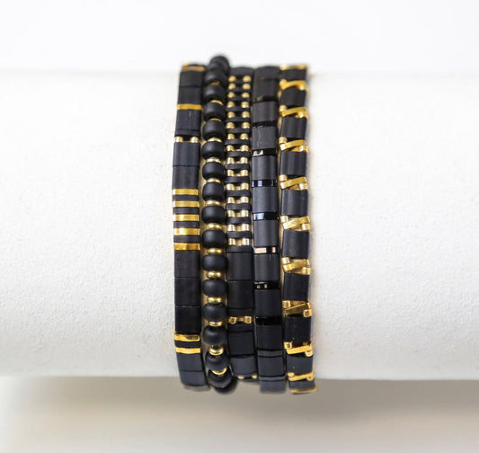 GOLD DIGGER - 5 Tila Bead Bracelet Stack