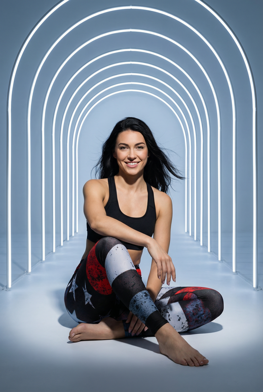 Thin Red Line Yoga Leggings With Inside Pocket