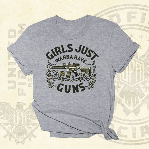 Girls Just Wanna Have Guns Heather Tee - 1398