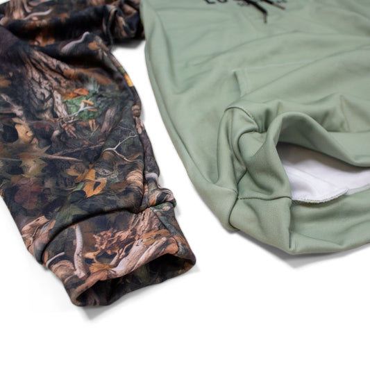 Heavy Fleece Raglan Hoodie | Green + Camo Blocked