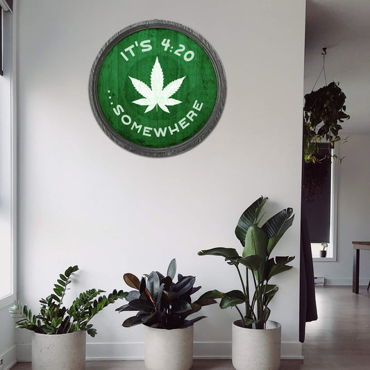 It's 4:20 Somewhere - Green - LED Barrel End Wall Art