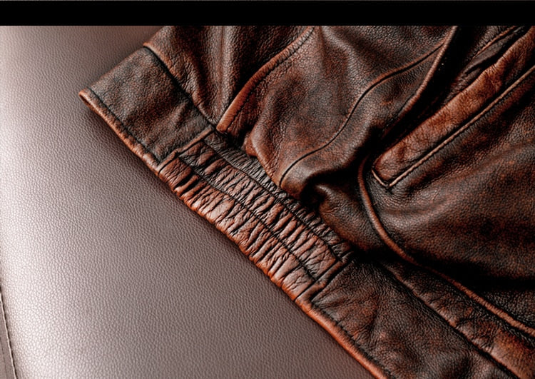 Vintage Genuine Cowhide Leather Jacket Men
