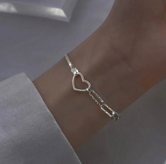 HEART THROB - Sterling Silver Plated Accent Bracelet
