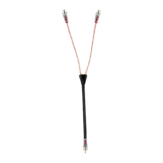 Level 3 RCA 100% Copper OFC Y Connector 2 FEMALE to 1 MALE - BLACK - RED