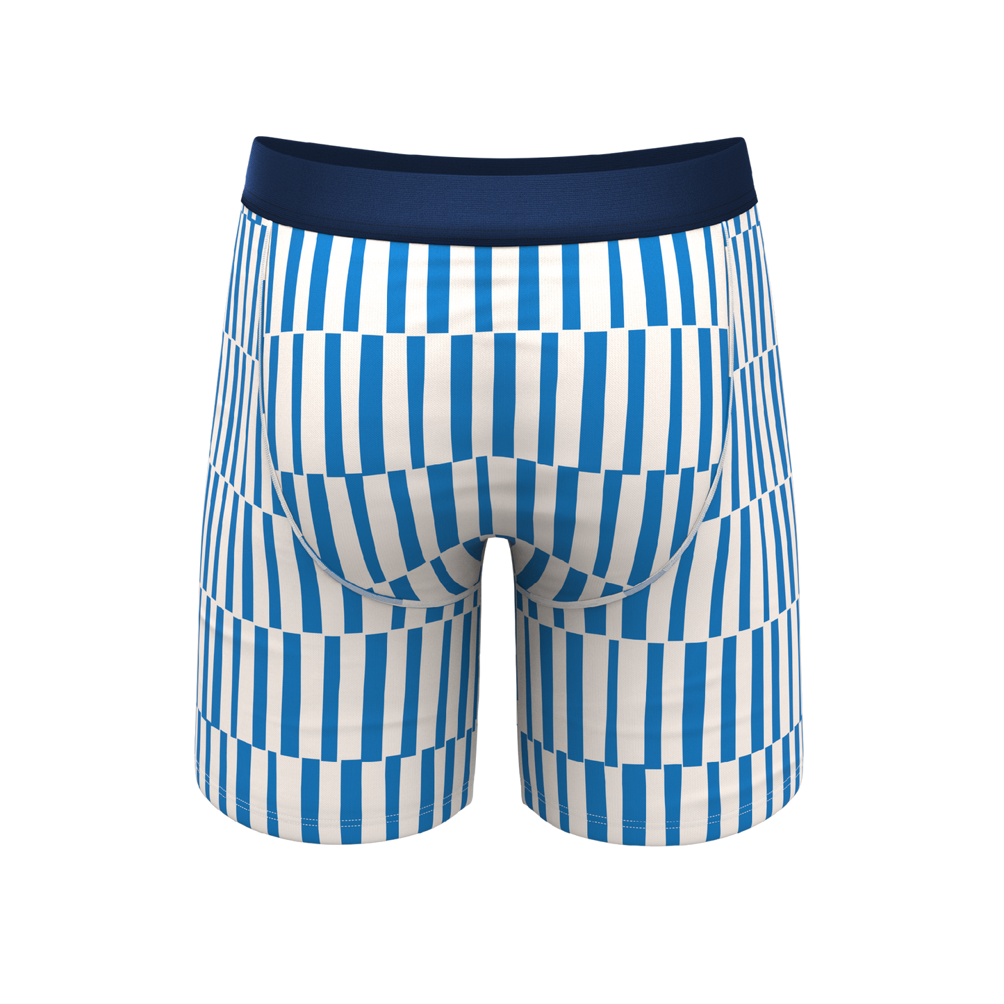 The Hamptons | Blue Mosaic Stripe Long Leg Ball Hammock® Pouch Underwear With Fly