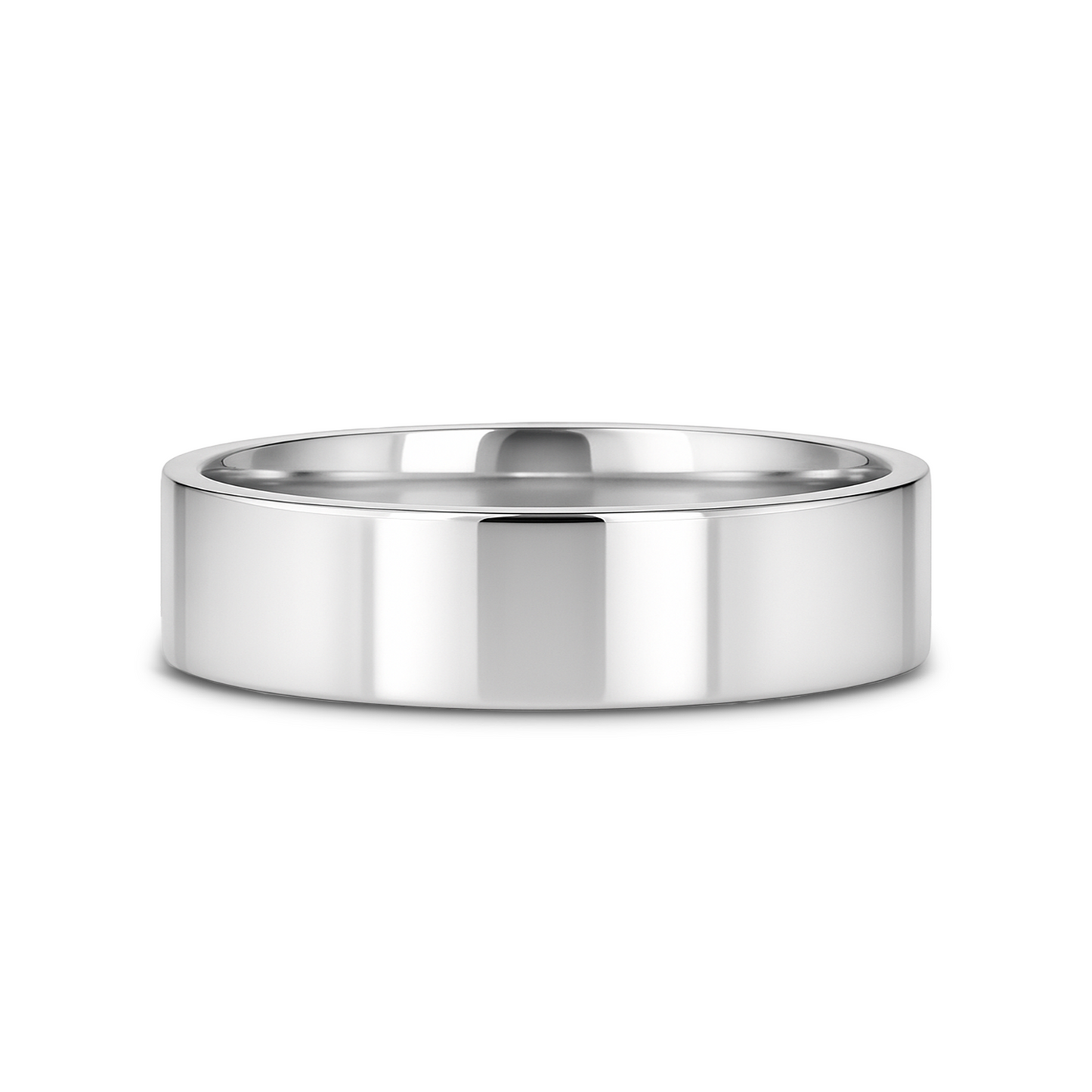 HARDY Polished Finish Flat Style Men’s Titanium Wedding Ring - 6mm & 8mm