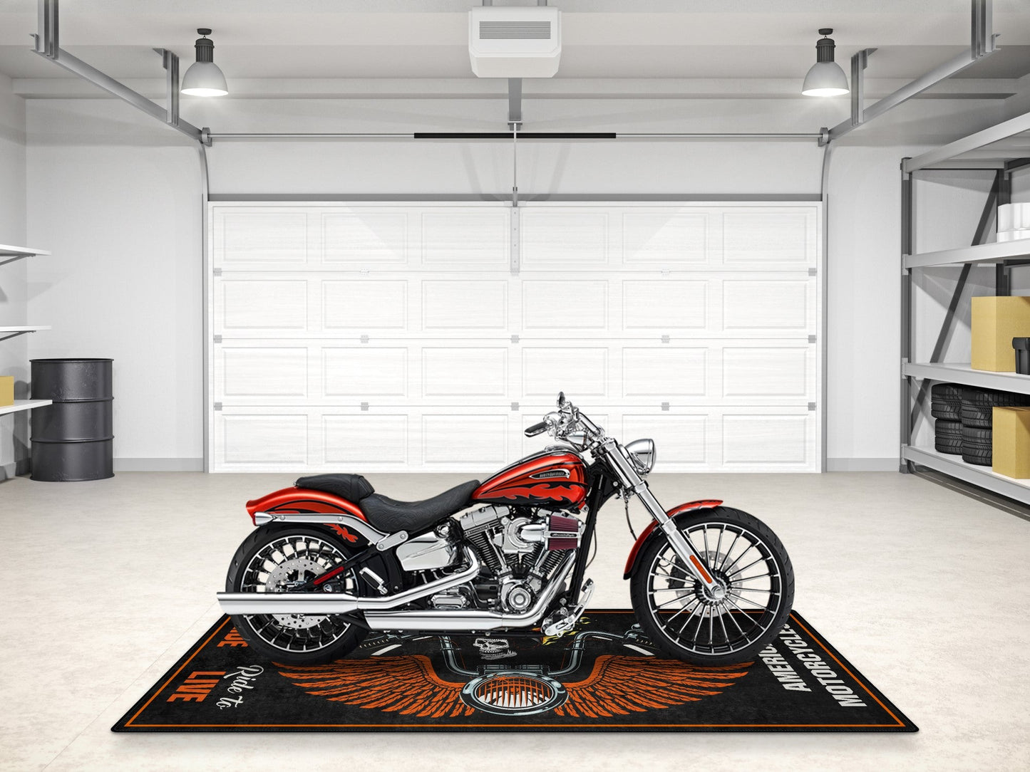 MPM Motorcycle Mat Skull Design for Chopper, Cruiser, Touring, Sport Motorcycle - MM7502