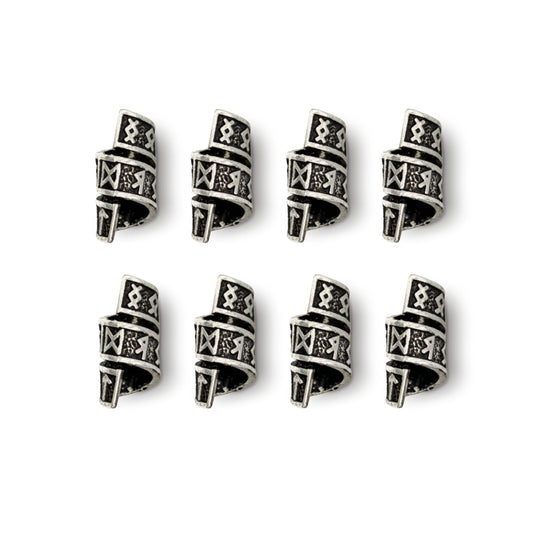 Rune Beard Rings – Elder Futhark Viking Beard Beads (8-Pack)