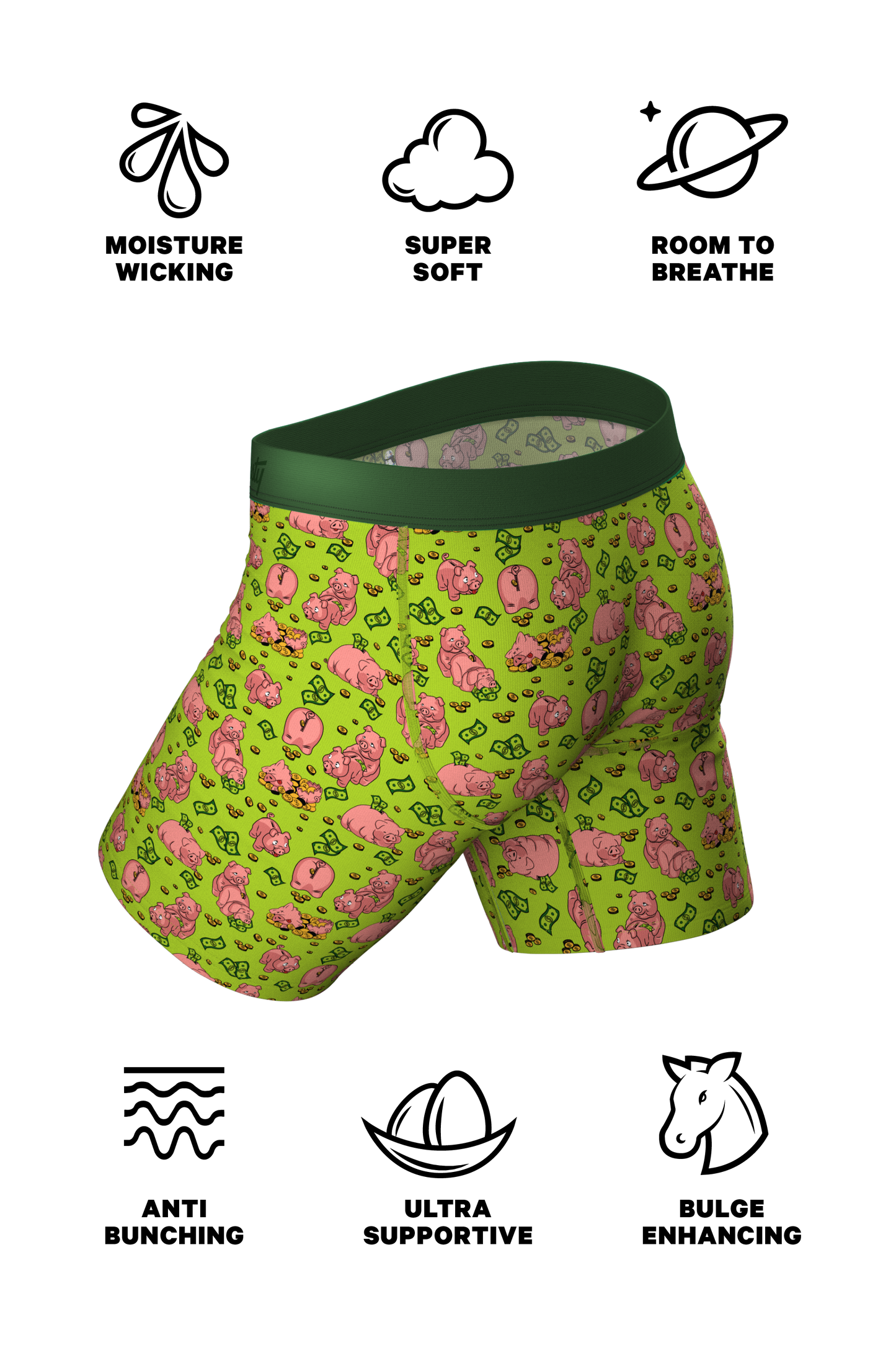 The Hog Heaven | Piggy Bank Long Leg Ball Hammock® Pouch Underwear With Fly