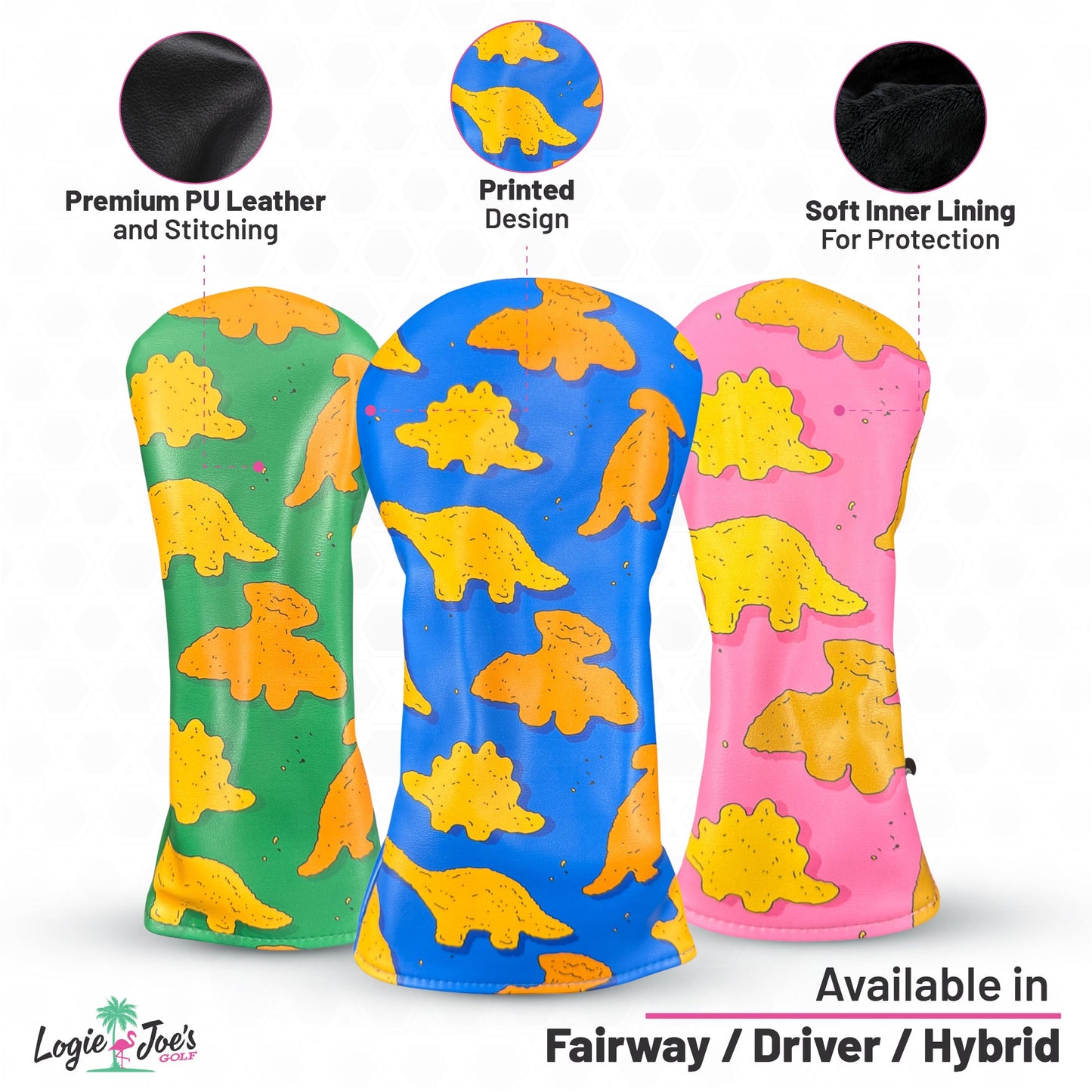 Dino Nugget Hybrid Headcover | Premium Golf Hybrid Cover | Soft Protective Lining | Durable Synthetic Leather