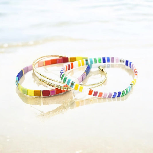 COLOR VIBE - Stack of 3 Tila Bead Bracelets