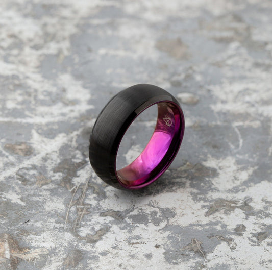 Black Tungsten Ring - Resilient Purple