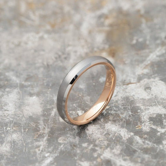 Silver Tungsten Ring - Rose Gold - 4MM
