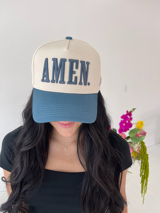 AMEN. - Slate Blue Vintage Trucker Hat - PREORDER