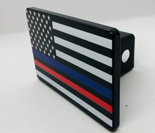 American Flag First Responder Blue and Red Line Hitch Cover