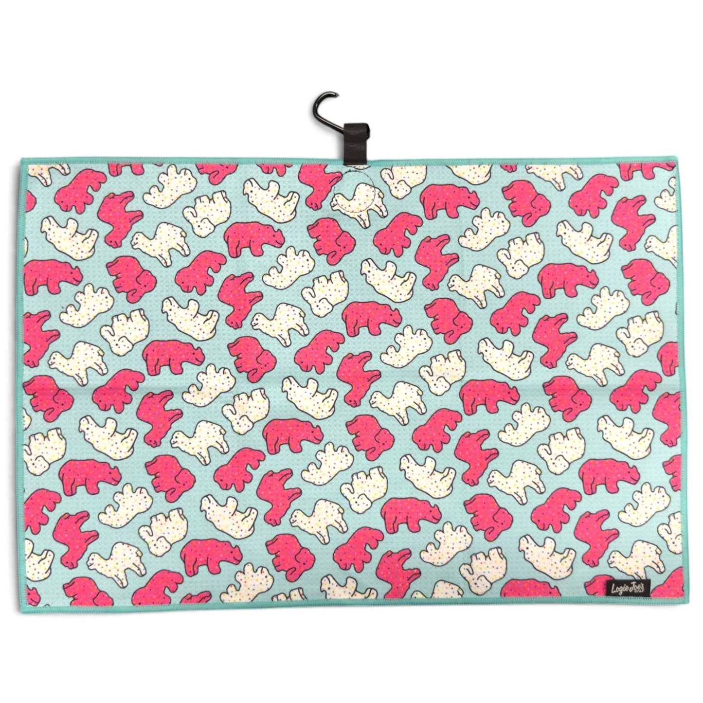 Frosted Animal Cookie Golf Towel | 24” x 16” Microfiber Towel | Magnetic Clip & Carabiner | Premium Golf Accessory