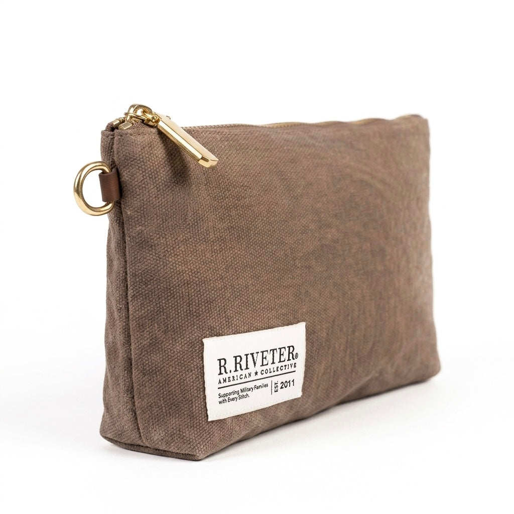 Lucy Large Zipper Pouch | Chocolate Washed Canvas