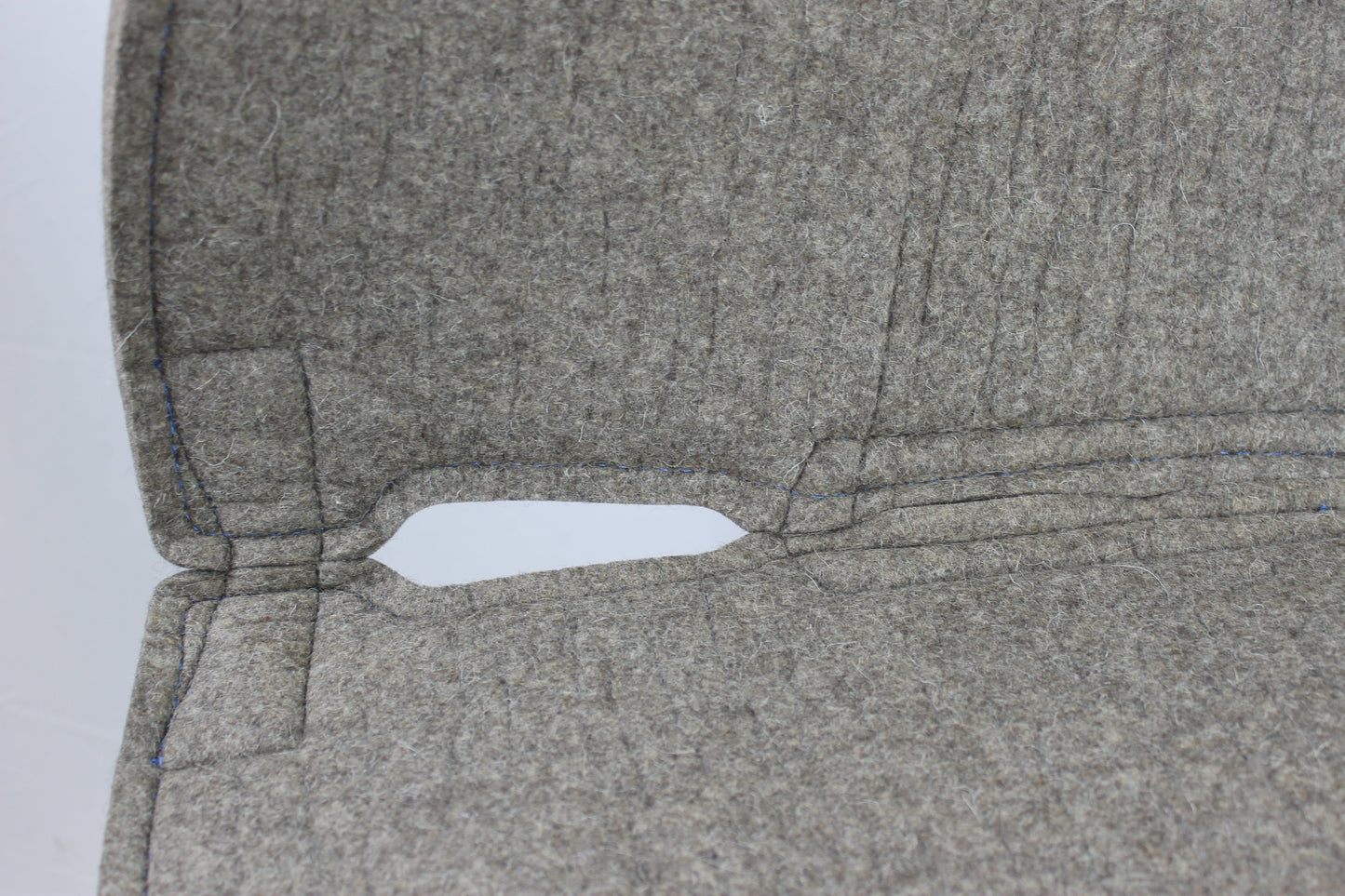 Natural Beige 100% Pressed Wool Round Saddle Pad with Blue Stitching