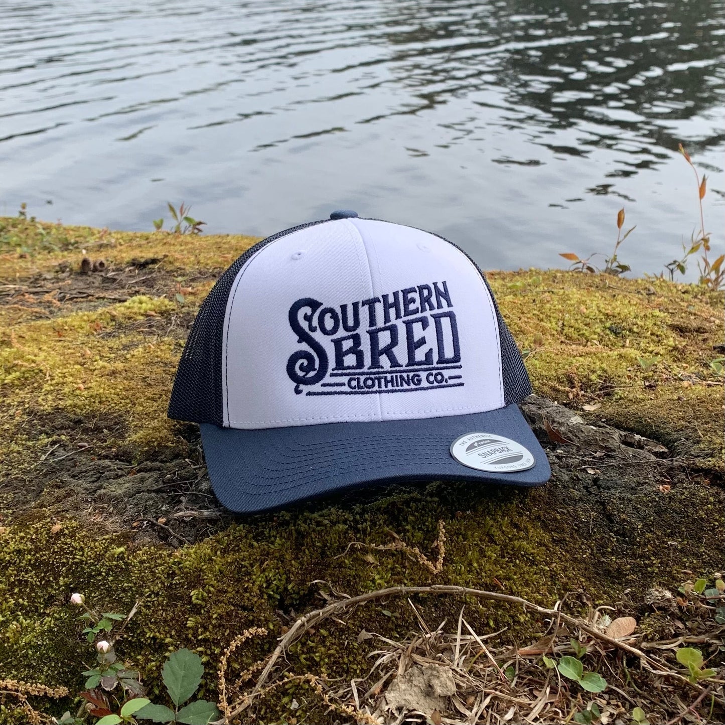 Southern Bred Hat (White and Navy)
