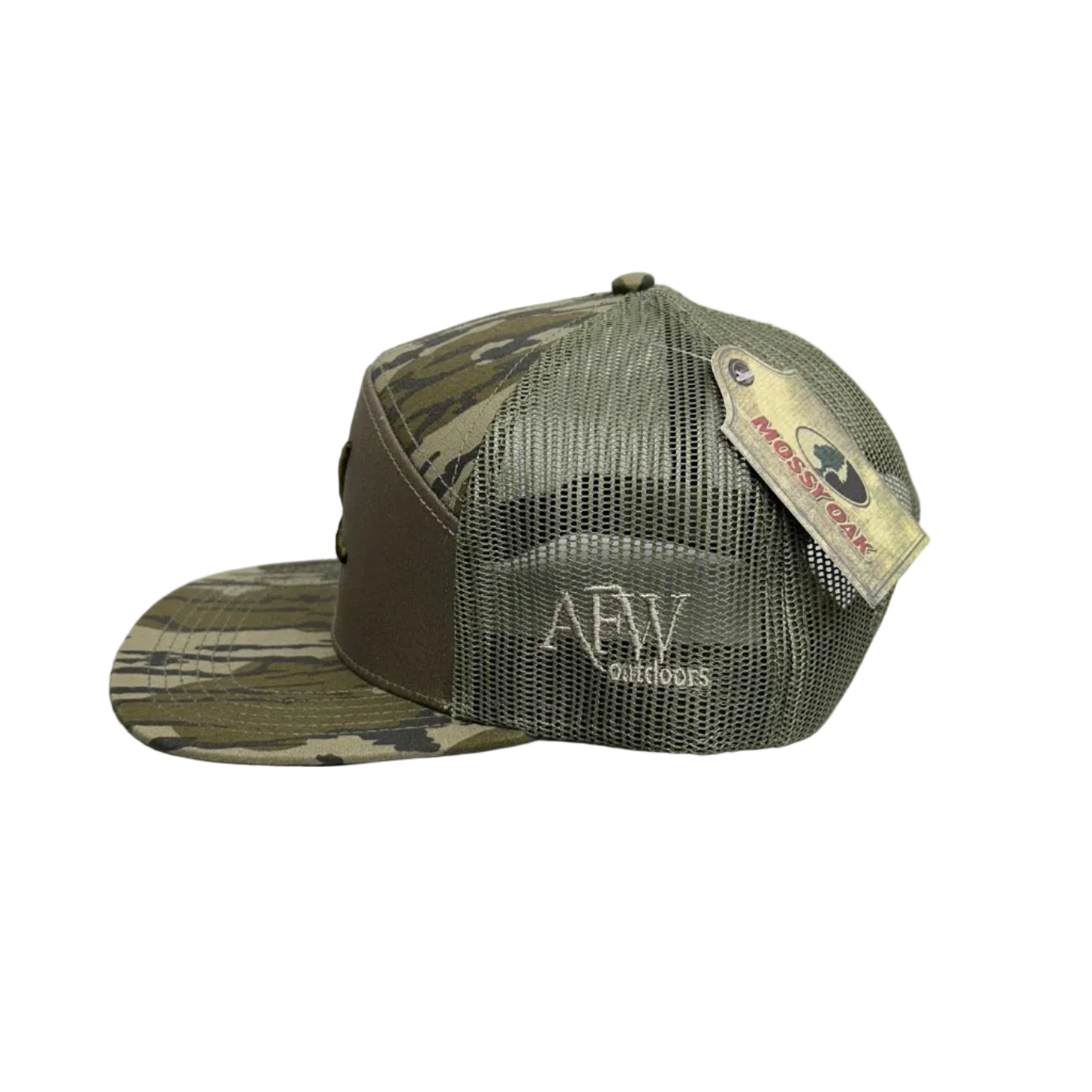 Turkey Tracks Logo 7 Panel Mossy Oak Bottomland and Olive